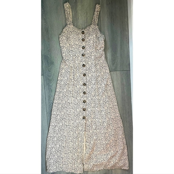 JAPNA Leopard Print Button Down Midi Summer Dress with front Slit, Womens XS - Picture 4 of 16